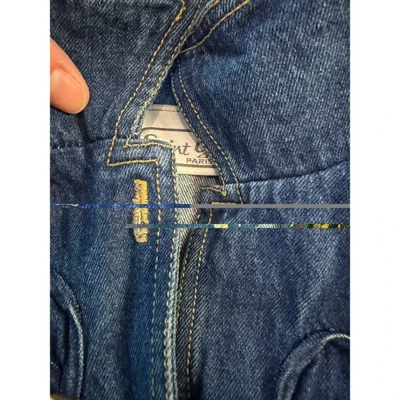 Vintage 80s Denim Jacket Rope Trim Gold Buttons Oversized Western - Picture 8 of 12